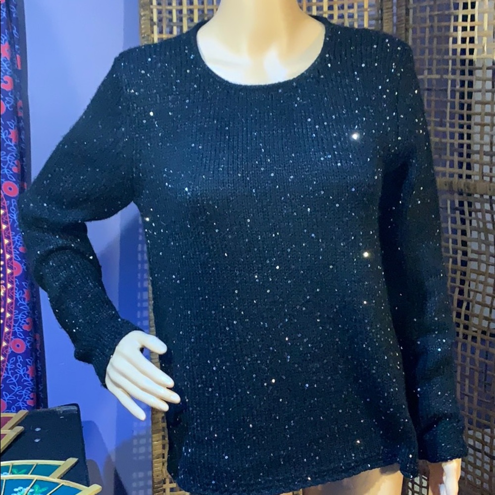 STUNNING NARCISO RODRIGUEZ BLACK SEQUINED SWEATER